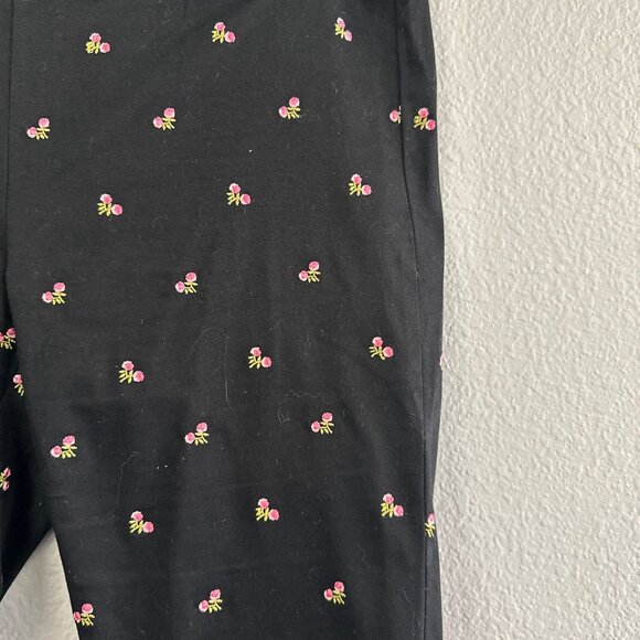 Vtg 90s Betsey Johnson Black Label Pink Rosebud Embroidered Pedal Pusher Pants 6 - Picture 5 of 5
